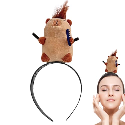 Fulenyi Capybara Hautpflege Stirnband,Tier Stirnband | Make-up Stirnband Capybara - Weiches, bequemes Stirnband für ganztägiges Tragen, niedlicher Cartoon-Plüsch-Haarreifen, Party-Haarschmuck von Fulenyi