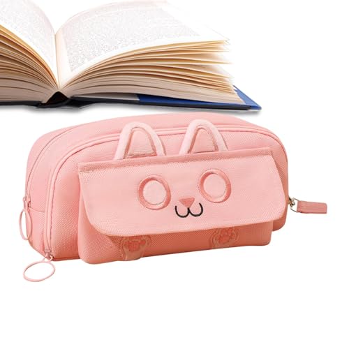 Fulenyi Katzen-Bleistiftbox, Katzen-Bleistiftbeutel, Cartoon Federmäppchen Mädchen Federmäppchen, Schreibwarenbox, Schreibtisch-Organizer, großes Federmäppchen mit Reißverschluss für die Schule von Fulenyi