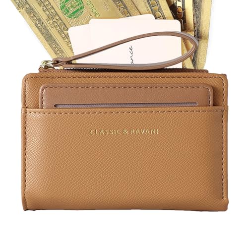 Fulenyi Reißverschluss-Geldbörse mit Handschlaufe, Reißverschluss-Geldbörse für Damen,Kurze Geldbörse mit Reißverschluss - Multifunktionale Geldbörse mit großem Fassungsvermögen für wichtige Notizen von Fulenyi