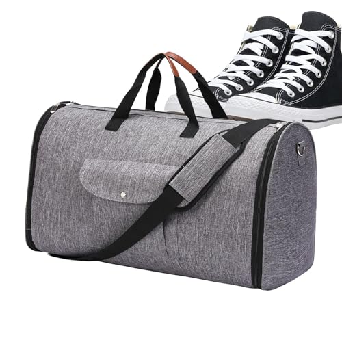 Fulenyi Umwandelbare Kleidersäcke für Reisen – 2-in-1-Anzugtasche für Herren – faltbare Reisetasche für Herren, Flughafen-Check-in-Gepäck, karierte Tasche, wandelbar, grau, Refer to , von Fulenyi