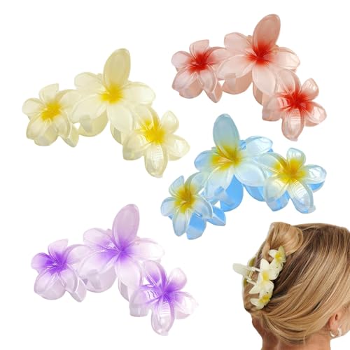 Haarklammer in Blumenform, große Blumen-Haarspange, 4 Stück, Haarspangen mit Blumen, Haarklammer mit Krallen für Mädchen, lange Haarklammer von Fulenyi