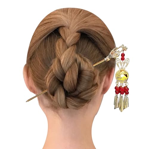 Haarstäbchen für Frauen - Leuchtende Haarstäbchen mit Juwel | Mit leuchtender Laternen-Quaste, Vintage-Haarstäbchen im chinesischen anti Stil für Haarherstellungs-Accessoires Fulenyi von Fulenyi