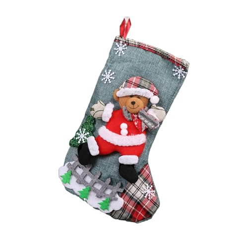 Kinder Weihnachtsstrumpf,Geschenktüte mit Cartoon-Strümpfen - Große handgefertigte 3D-Geschenktasche mit Weihnachtsmann-Schneemann-Elchbär, niedliche und festliche Dekoration für den Fulenyi von Fulenyi