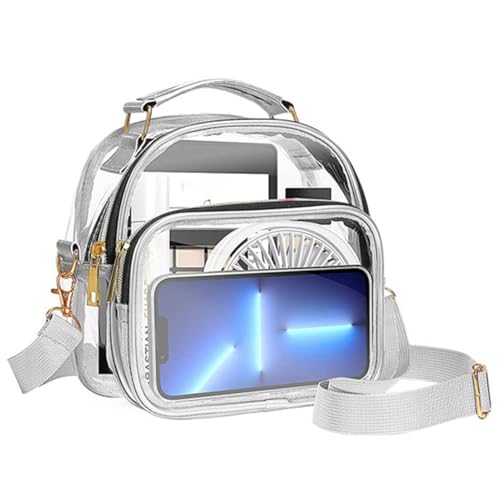 Klare Umhängetaschen,Transparente Damentasche | Tasche mit großem Fassungsvermögen | Klarsichttaschen für Damen. Klarsichttasche für Damen, großes Fassungsvermögen für Kosmetik, Schlüssel von Fulenyi