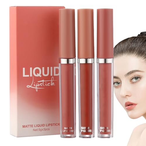 Lipgloss für Frauen, nicht klebend,3 Stück flüssiger Lippenstift, feuchtigkeitsspendender Lipgloss - Lippenflecken-, wischfeste, wasserfeste, langlebige Lippenfarbe mit hochpigmentierten Fulenyi von Fulenyi