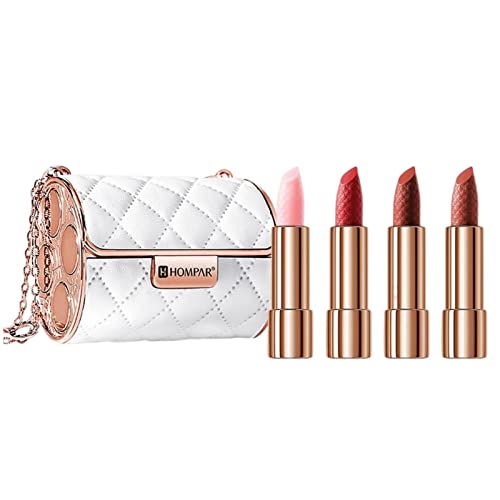 Fulenyi Lippenstift-Make-up-Set für Damen, matt, 4-teilig, Lippenstift, Samt, langlebig, in einer Tasche mit Kette mit Glamour, Geschenkset, wasserfest von Fulenyi