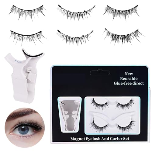Magnetische Wimpern mit Applikator, wiederverwendbar, 2 Paar magnetische Wimpern, wiederverwendbar, kein Kleber oder Eyeliner erforderlich, Make-up-Kosmetik von Fulenyi