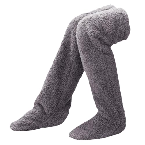 Overknee High Flauschige Socken 56cm Plüsch Hausschuhe Strümpfe Pelzig Lange Beinwärmer Winter Zuhause Schlafsocken von Fulenyi