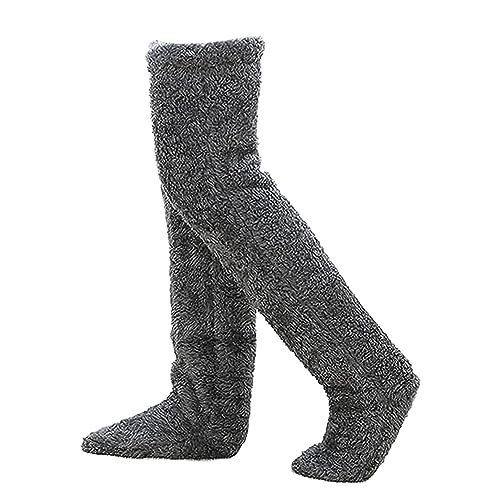 Overknee High Flauschige Socken Plüsch Hausschuhe Strümpfe Pelzig Lange Beinwärmer Winter Zuhause Schlafsocken von Fulenyi