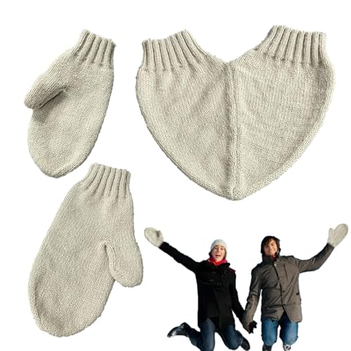 Paar Fäustlinge in der Hand,Winter Herbst Fäustlinge Hand in Hand stricken | Bequeme Strickfäustlinge für Damen und Herren zum Reisen, Spazierengehen, Einkaufen, Dating, Camping Fulenyi von Fulenyi