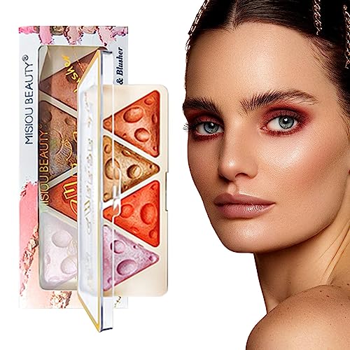 Puder-Rouge-Palette - 4 Farben wasserfeste Gesichts-Highlighter-Make-up-Palette - Natural Glow Gesichts-Highlighter, Rouge-Puder für Wangen- und Lidschatten-Make-up Fulenyi von Fulenyi