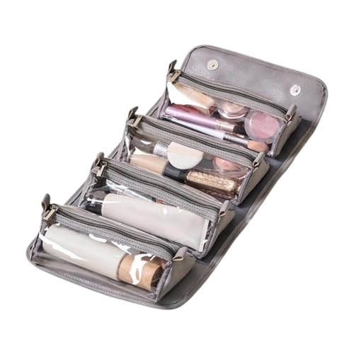 Reise-Kosmetiktasche, Kosmetiktaschen für Damen, 4 Fächer Make-up Organizer Reise Kosmetiktasche Kulturbeutel, grau, Se référer au descriptif, Siehe Beschreibung von Fulenyi