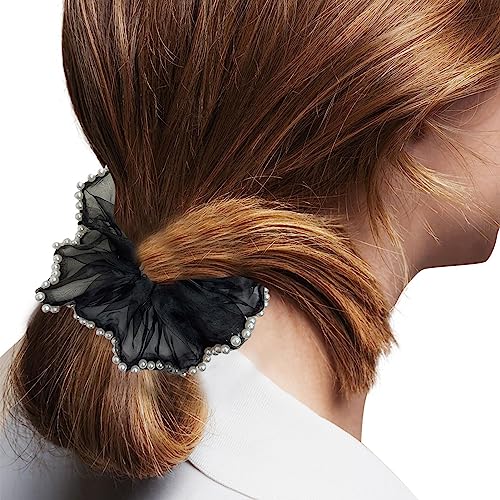 Riesige Haargummis,Damen Übergroße Scrunchie XL Jumbo Scrunchies - Süßes, vielseitiges manuelles Perlen-Netz-Haargummi und Haarschmuck für Dates, Shopping, Straße, Partys Fulenyi von Fulenyi