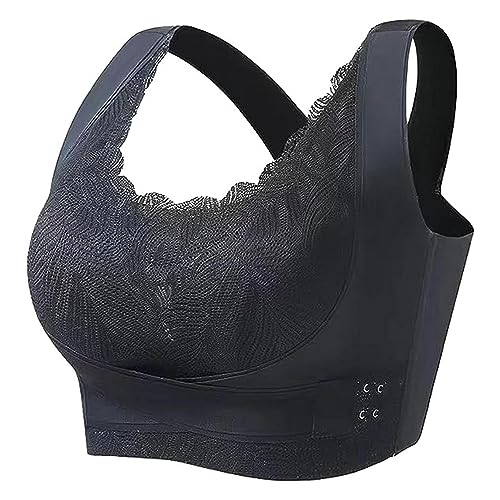 Kabelloser BH für Frauen – Entgiftung und Formung der Lymphvität und leistungsstarker Hebe-BH | kabelloser Yoga-BH für Fitness, Yoga, Schwangerschaft, Schwarz , XXL von Fulenyi