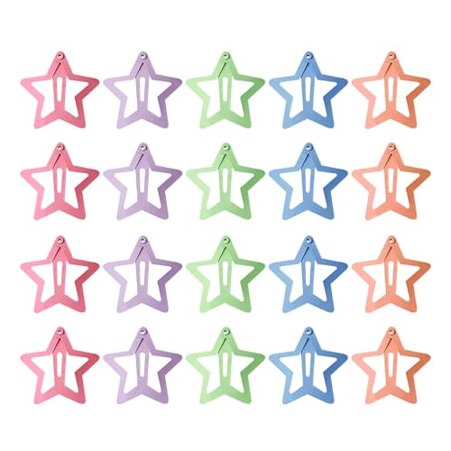 Stern-Haarspangen aus Metall,Kleine Stern-Haarspangen | Modische Stern-Haarspange,20 x bunte Stern-Haarspangen, niedliche Mädchen-Anti-Rutsch-Haar-Accessoires, von Fulenyi