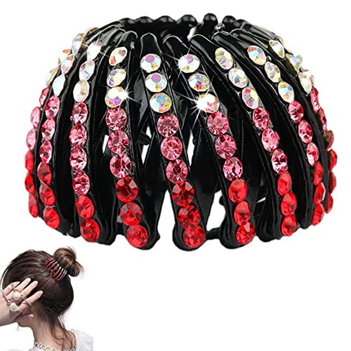 Strass-Haar-Pferdeschwanz-Halter,Erweiterbare Vogelnest-förmige Haarspangen - Bunte modische Brötchenmacher Haarschmuck Donut Brötchenmacher für Frauen Mädchen von Fulenyi