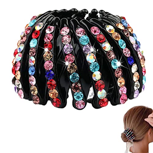Strass-Haar-Pferdeschwanz-Halter | Pferdeschwanzhalter Vogelnest erweiterbar - Bunte modische Brötchenmacher Haarschmuck Donut Brötchenmacher für Frauen Mädchen von Fulenyi