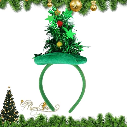 Weihnachtsstirnband - Kreative Weihnachts-Haarreifen-Stirnband-Accessoires - Multifunktionaler, wiederverwendbarer, bezaubernder Weihnachtsbaum-Kopfschmuck für Erwachsene und Damen für Kinder, Fulenyi von Fulenyi