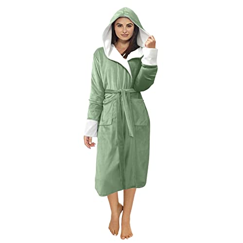 Bademantel Frauen mit Kapuze Fleece Frotteekleid Morgenmantel Baumwolle Flauschig Saunakilt Bathrobe Frottee Weicher Lang Sauna Frottier Kuscheliger Handtuchkleid Bademantel Frauen mit Kapuze Fleece Frotteekleid Morgenmantel Baumwolle Flauschig Saunakilt Bathrobe Frottee Weicher Lang Sauna Frottier Kuscheliger Handtuchkleid von Fulidngzg