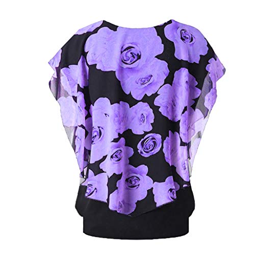 Bluse Kurzarm Damen, Große Größen Festlich Tshirt Festliche Chiffon Bluse Schwarze Sommer Shirt mit Gummizug Am Saum Elegant Tunika Locker Fledermaus Oversized Oberteil Festliche Kleidung von Fulidngzg