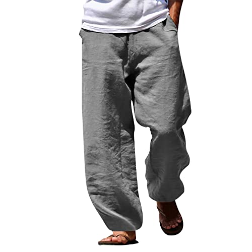 Cargo Hosen Männer Bequeme Casual Gym Hippie Schlupfhosen Cargohose Baggy Baumwolle mit Gummizug Modern Breite Trainingshose Sporthose Fitness Graue Stretch Slim Fit Jogginghose Freizeithose von Fulidngzg