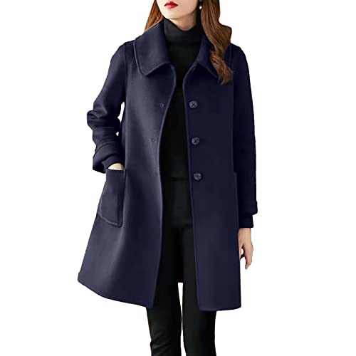 Damen-Mäntel Lang Warm Wollmantel Trenchcoat Wolle Übergang Wintermantel Winterjacke Herbst Winter Herbstmantel Mantel A-Linie Übergangsjacke Trench Coat Boucle Jacke von Fulidngzg