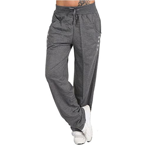 Damen Sommerhose Leicht Freizeithose Frauen Loose Yogahose Weites Bein Strandhose Jogginghose Sommer Leinenhose Gerades Bein Baumwolle Lang Pumphose Schlupfhose Elegant Stoffhose Haremshose von Fulidngzg