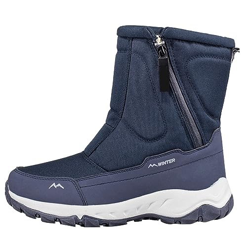 Damen Winterboots Mit Fell Elegant Weitschaft Winterstiefel Winterboots Gefüttert Wandern Schneestiefel Winterschuhe Outdoor Warm Schlupfstiefel Schneeschuhe Snow Boots von Fulidngzg