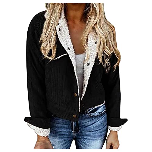 Damen Winterjacke Lang Warm Winterjacke Damen Parka Gefüttert Langärmlige Cordjacke Für Damen Lamm-Kaschmir-Taschenrevers Plus Fleecejacke Kostüm Mantel Damen Funktionsjacke Damen von Fulidngzg