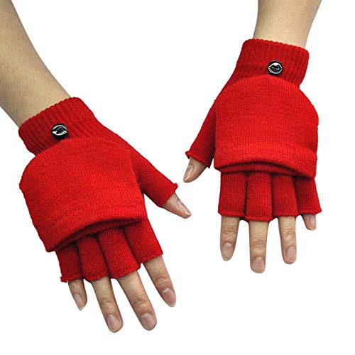 Fulidngzg Damenhandschuhe Winter mit Fingerkappe Thermo Fingerhandschuhe Fausthandschuhe Ohne Fingerkuppen Schwarz Halbfinger Handschuhe Touchscreen Warme Fingerlose Winterhandschuhe von Fulidngzg