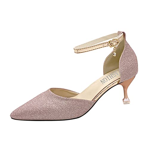 Damenschuhe, Flacher Absatz Trachtenschuhe Beige Slingback High Heels Breite Füße Hochzeit Pumps Dirndl Schuhe mit Riemchen Business Absatzschuhe Sexy Gothic Rockabilly Schuhe Hochzeitsgast von Fulidngzg