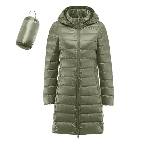 Daunenjacke Damen Outdoor Wintermantel Daunenjacke Wasserdicht Atmungsaktiv Elegant Winterjacke Abnehmbare Mütze Daunenmantel Dünne Leicht Faltbar Steppmantel Mantel Warm Puffer Funktionsjacke von Fulidngzg