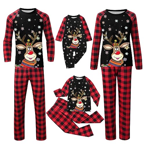 Familie Weihnachten Pyjamas Winter Kuscheliger Weihnachtsschlafanzüge Weihnachtspyjama Warm Klassischer Christmas Pyjama Nachtwäsche für Papa Mama Kinder Baby Weihnachts Schlafanzug Weihnachtsoutfit von Fulidngzg