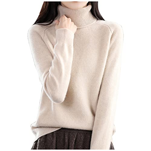 Fulidngzg Alpaka Pullover Damen Grobmaschig Kaschmir Strickpullover Rollkragenpullover Grobstrick Knit Pullover Pulli Alpaka Elegant Winterpullover Feinstrickpullover Dicker Turtleneck Longpullover von Fulidngzg