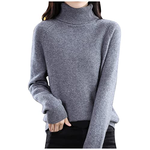 Fulidngzg Alpaka Pullover Damen Grobmaschig Kaschmir Strickpullover Rollkragenpullover Grobstrick Knit Pullover Pulli Alpaka Elegant Winterpullover Feinstrickpullover Dicker Turtleneck Longpullover von Fulidngzg