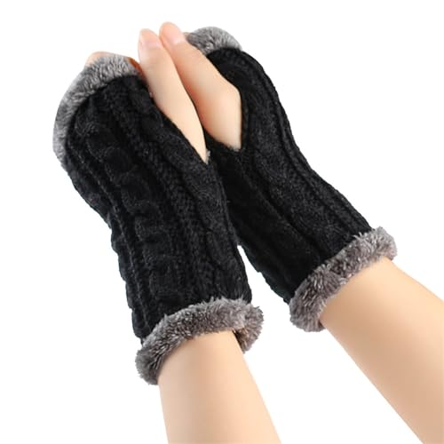 Fulidngzg Armstulpen Damen Winter Y2K Warm Fausthandschuhe Thermo Teenager Mädchen Fingerlose Handschuhe Handstulpen Schwarz Touchscreen Pulswärmer Winterhandschuhe von Fulidngzg