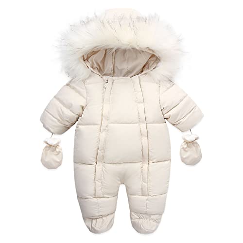 Fulidngzg Baby Winteroverall Gr 86 92 mit Kapuze Warme Winterjacke Strampler Winddicht Reißverschluss Jumpsuit Overall Jacke Mantel Säugling Größe Schneeanzug Babykleidung Wintermantel von Fulidngzg