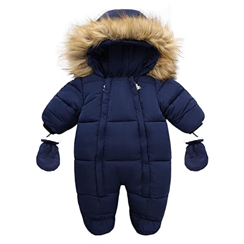 Fulidngzg Baby Winteroverall Gr 86 92 mit Kapuze Warme Winterjacke Strampler Winddicht Reißverschluss Jumpsuit Overall Jacke Mantel Säugling Größe Schneeanzug Babykleidung Wintermantel von Fulidngzg