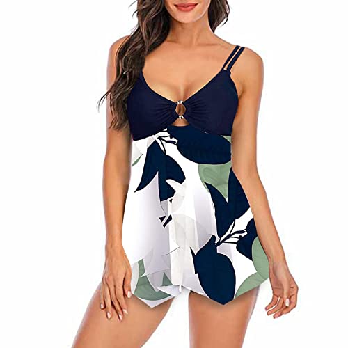 Fulidngzg Badekleider Damen Große Größen Zweiteilige Push Up Sexy Bauchweg Sportlich für Mollige Tankinis Oberteil mit BH Bademode Beachwear Badeanzug von Fulidngzg