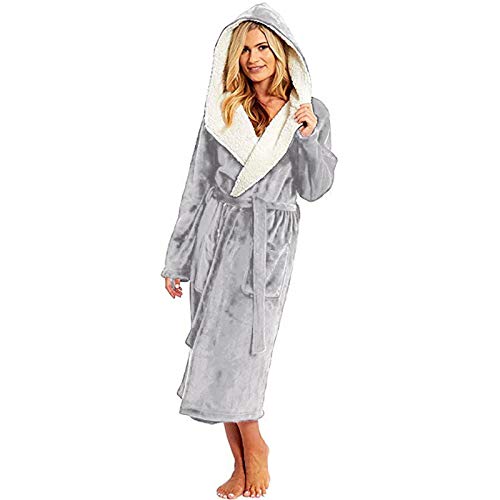 Fulidngzg Badeponcho Damen mit Kapuze Sauna Saunakilt Bathrobe Leicht Baumwolle Morgenmantel Bademantel Große Größen Fleece Frottee Frotteekleid Lang Waffelpique Weicher Saunamantel von Fulidngzg