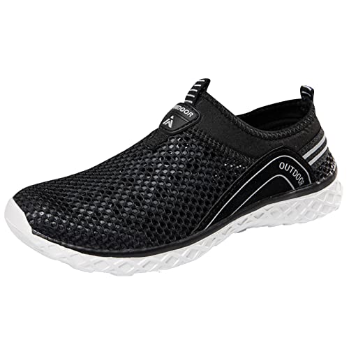 Fulidngzg Barfußschuhe Herren Outdoor Seeigelfest Wasserschuhe Erwachsene Barfuss Schuhe Weiß Sommer Aquaschuhe Breite Füße Lässig Wassersportschuhe Tape Design Bequeme Barfußschuhe Badeschuhe von Fulidngzg