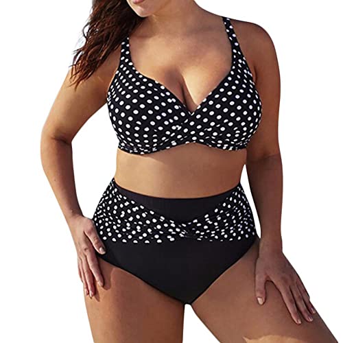 Fulidngzg Bikini Damen Push Up Schwarz Große Brüste Sexy Print Sportlich Push Up Zweiteilige Gepolstert Sexy mit Körbchen Sommer Bademode Schwimmanzu Tanga von Fulidngzg