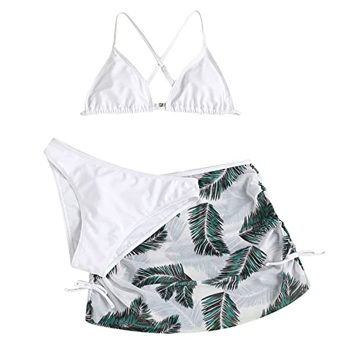 Fulidngzg Bikini Mädchen 134 Set mit Shorts Badeanzüge Bikinioberteil Rüschen Teenager 3-Teiliger Bikinihose Push Up Größe mit Triangel Bikini Tankini Badeanzug für Mädchen 2-14 Jahre von Fulidngzg