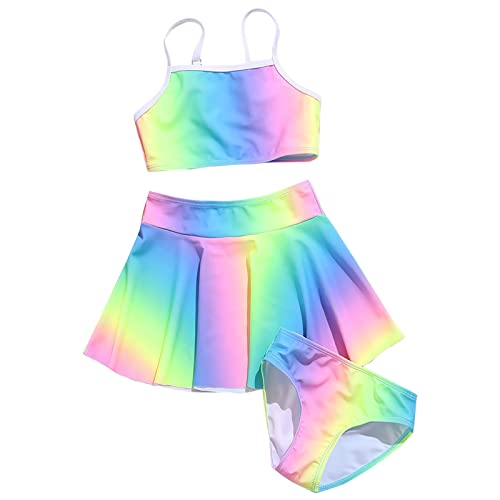 Fulidngzg Bikini Mädchen 140 2-Teiliger Bedruckte Tankini Bikinioberteil Rüschen Sportlich mit Shorts Badeanzug Push Up Set Größe Bikini Badeanzüge Bikinihose für Mädchen 2-14 Jahre von Fulidngzg