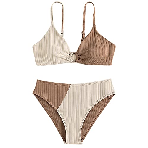 Fulidngzg Bikini Mädchen 140 Rüschen Größe Bikini Bikinihose Bedruckte Push Up mit Shorts Tankini Zweiteilige Set mit Triangel Badeanzug Bikinioberteil Badeanzüge für Mädchen 2-14 Jahre von Fulidngzg