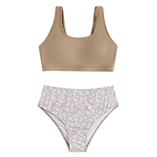 Fulidngzg Bikini Mädchen 158 mit Triangel mit Shorts Bikinihose Badeanzug Set Teenager Bedruckte Bikini Sportlich Push Up Rüschen Tankini Bikinioberteil Badeanzüge für Mädchen 2-14 Jahre von Fulidngzg