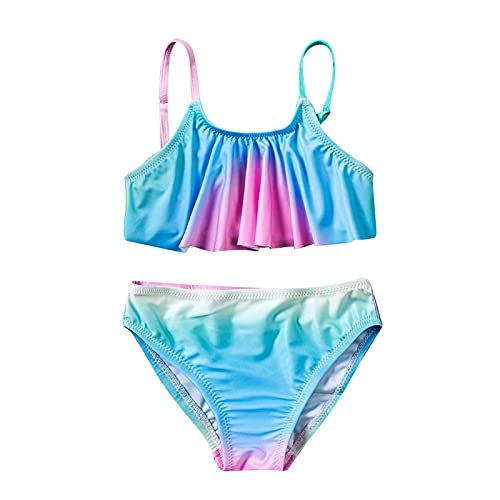 Fulidngzg Bikini Mädchen 164 Zweiteilige Größe Badeanzüge Tankini mit Triangel Set Rüschen Bikinihose Sportlich Push Up Bedruckte Bikini Badeanzug Bikinioberteil für Mädchen 2-14 Jahre von Fulidngzg