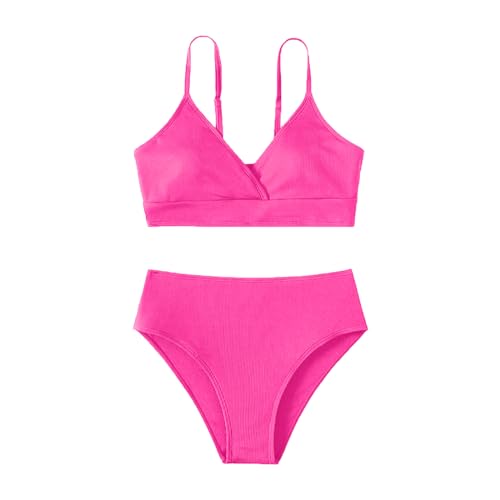 Fulidngzg Bikini Mädchen Set Zweiteiler Badeanzug Bademode Tank Top Bustier mit Volant Rüschen Bikinihose Badeslip Druck Kleinkind Sommer Swimsuit von Fulidngzg