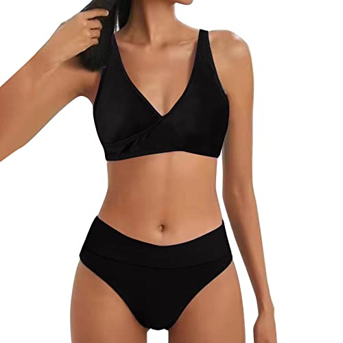 Fulidngzg Bikini Oberteil Damen Große Brüste mit Bügel Sexy High Waist Sport Zweiteiliger Bademode Push Up Große Größen Bikini Set Strandmode Bikinihose von Fulidngzg