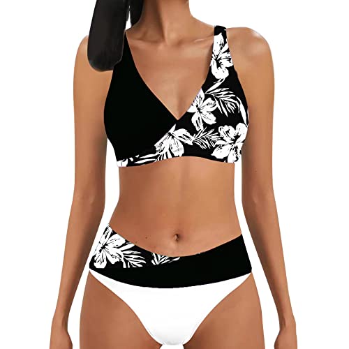 Fulidngzg Bikini Oberteil Damen Große Brüste mit Bügel Sexy High Waist Sport Zweiteiliger Bademode Push Up Große Größen Bikini Set Strandmode Bikinihose von Fulidngzg